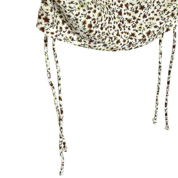 Popular 21 Womens Flower Pattern Top Sx. M, Drawstring Waist Crop #B1607 - Picture 2 of 12